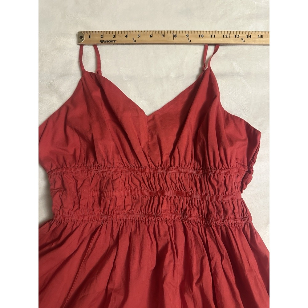 Dizzy Lizzy Red Cotton Tiered Smocked Waist Babydoll Midi Dress XL Boho - Picture 11 of 16
